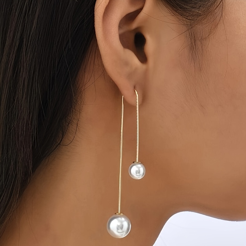 Faux Pearl Threader Earrings
